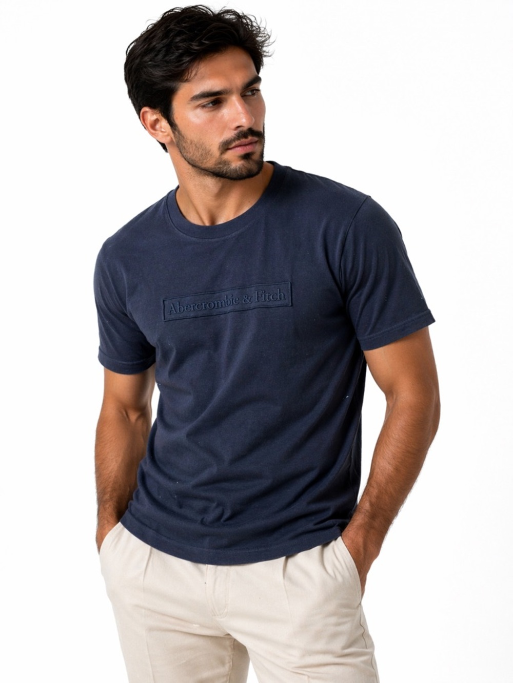 Abercrombie & Fitch Soft Mens Tee T- Shirt Size S Navy Short Sleeve Embroidered